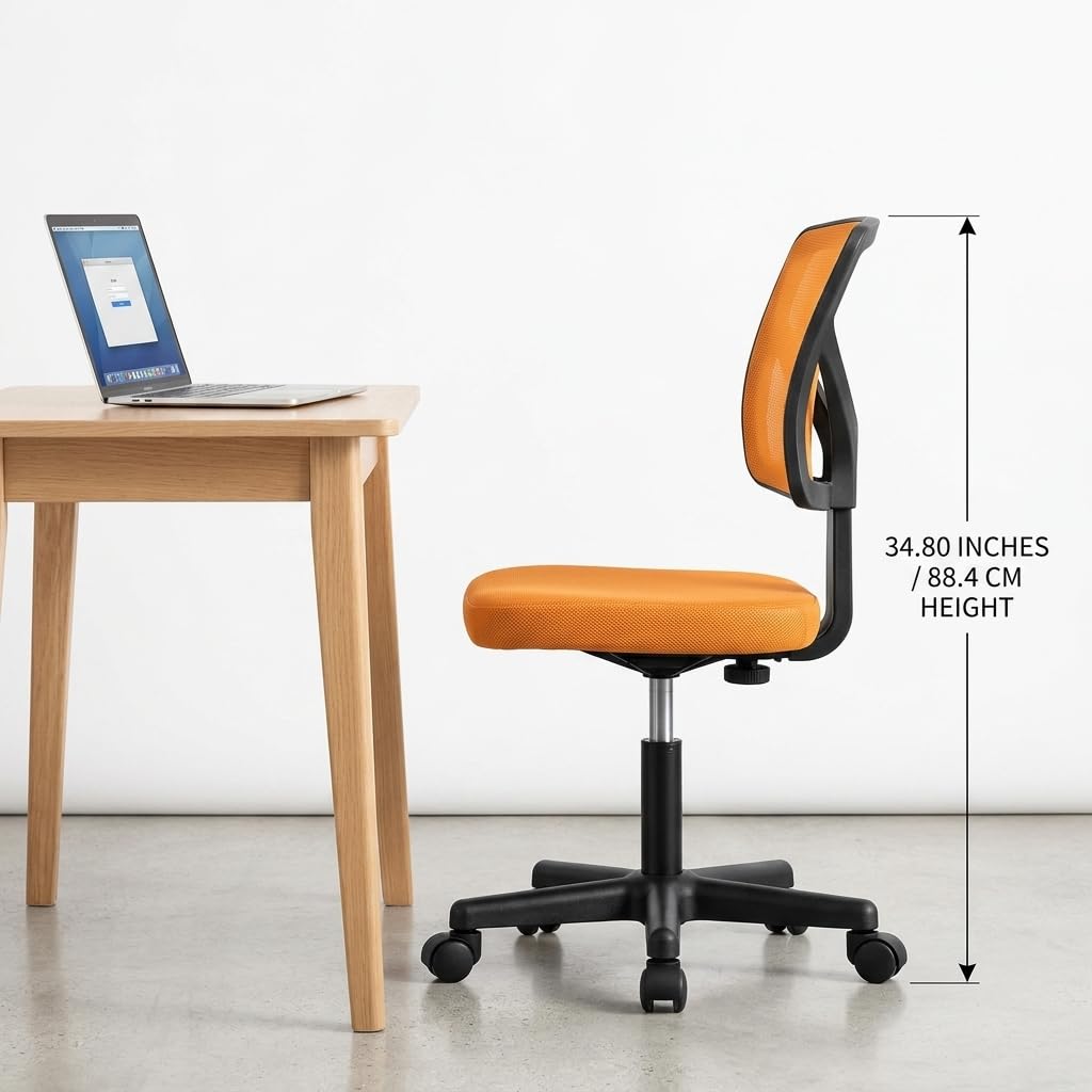 Armless Ergonomic Mesh Office Chair with Adjustable Height W38760