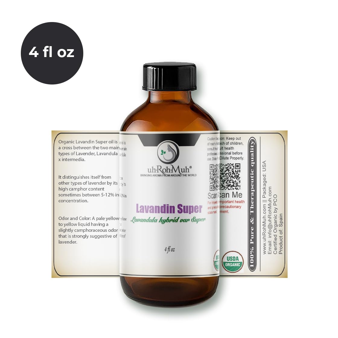 Organic Lavandin Super Essential Oil 4 Fl Oz L195729