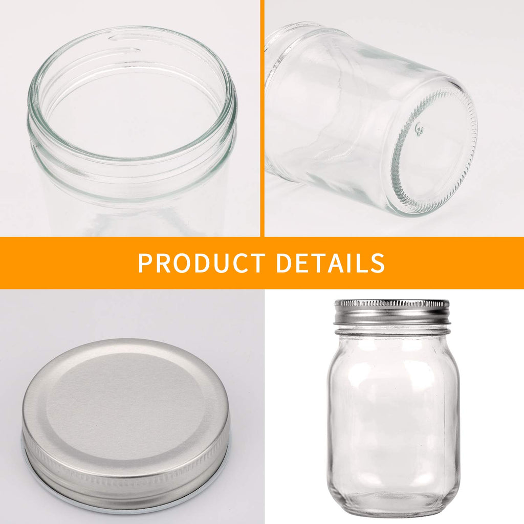 16 Pack 16 oz Glass Mason Jars with Airtight Lids E56225