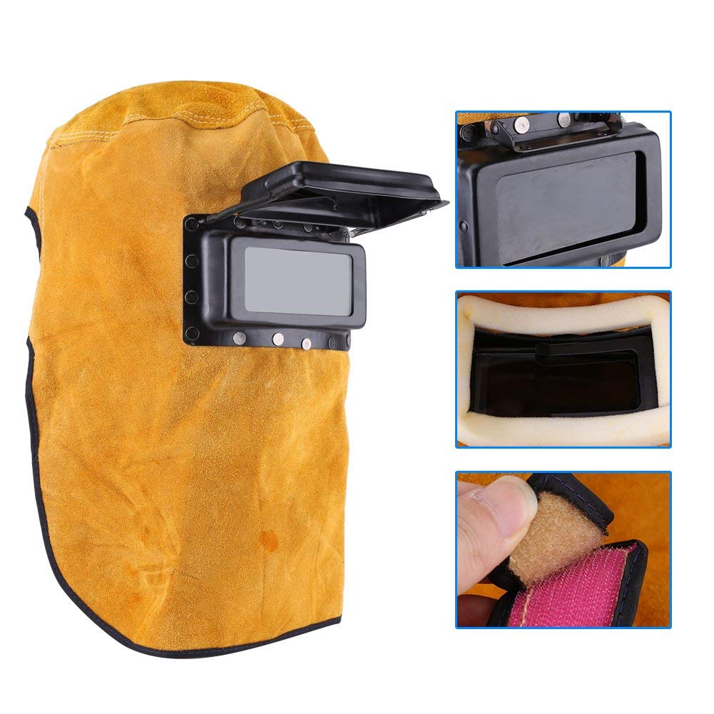 Leather Welding Hood with Flip-Up Lens X1844