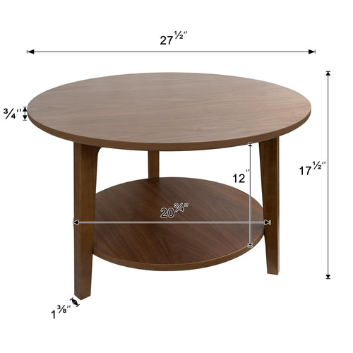 2-Tier Round Wood Coffee Table with Storage Shelf R43322
