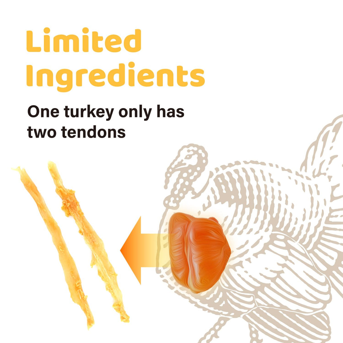 Turkey Tendon Dog Chew Strips B704803