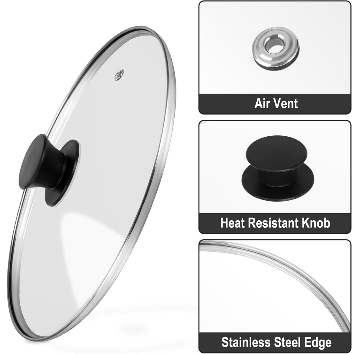 12 Inch Tempered Glass Pan Lid with Silicone Handle J509