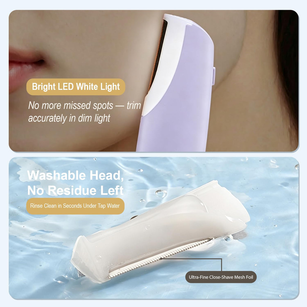 Rechargeable Dermaplane Razor with 4 Blades LED Light C1628