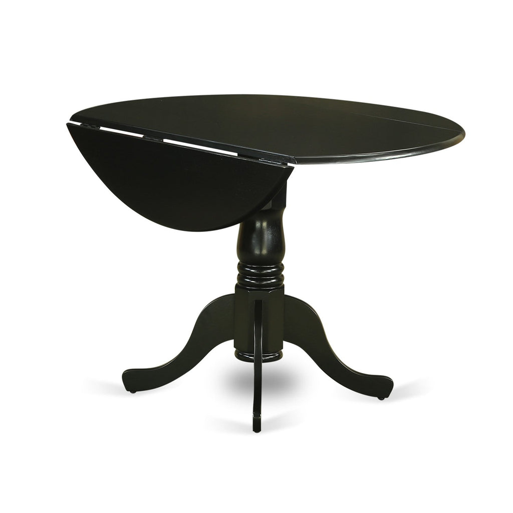 5 Piece Round Dining Table Set with Dropleaf and 4 Faux Leather Chairs I24344