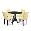 5 Piece Round Dining Table Set with Dropleaf and 4 Faux Leather Chairs I24344