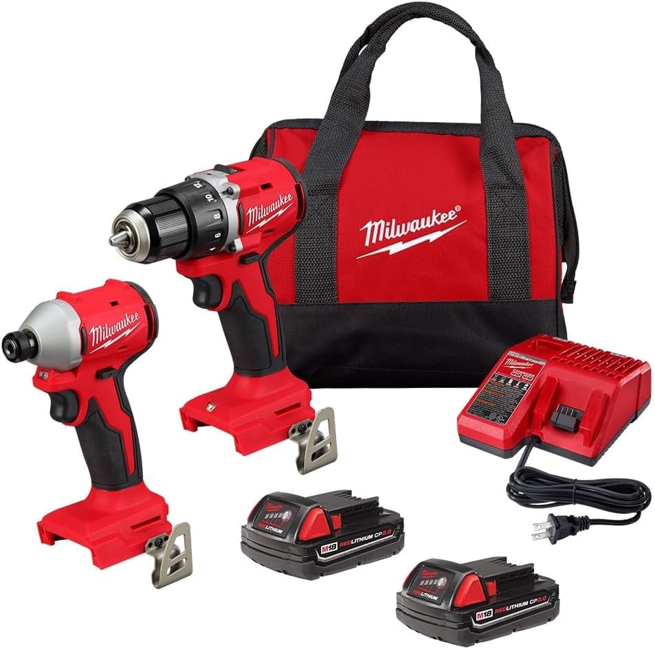 18V Compact Brushless Drill and Impact Combo Kit with 2 Battery and Charger W296136