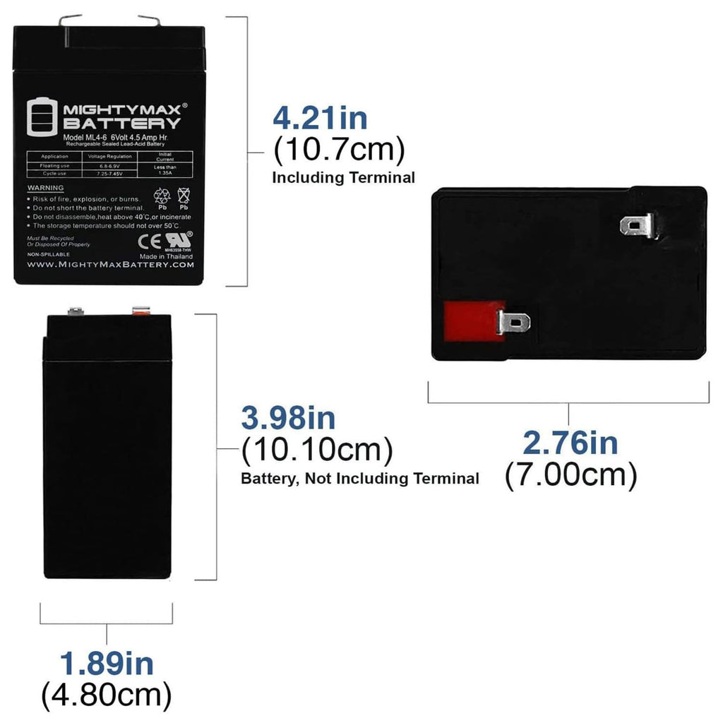 6V 4.5AH Replacement Battery 2 Pack O5465