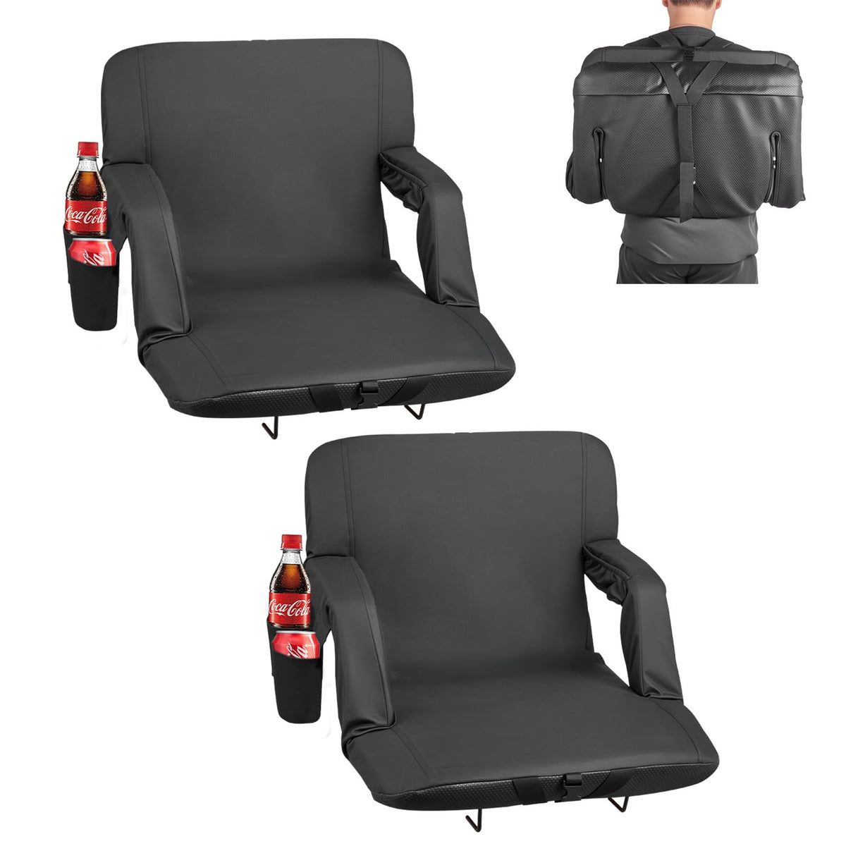 6 Adjustable Angle Padded Stadium Seat with Armrest M726433