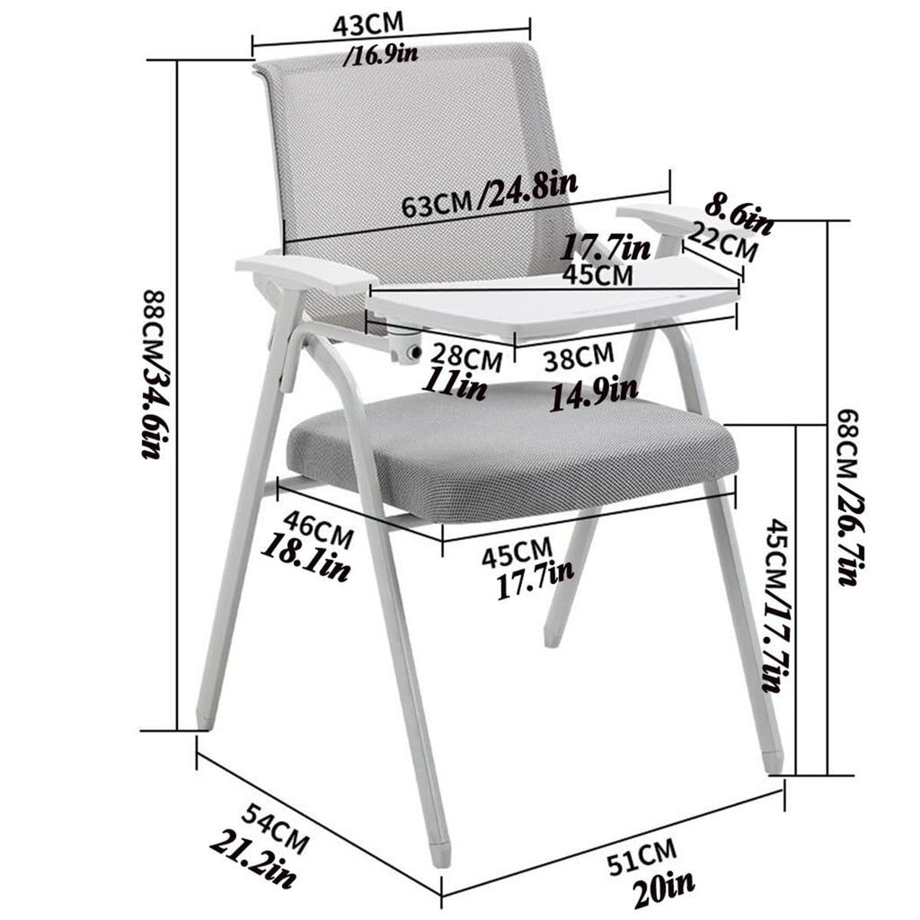 Orange Mesh Folding Office Chair with Writing Board A9695