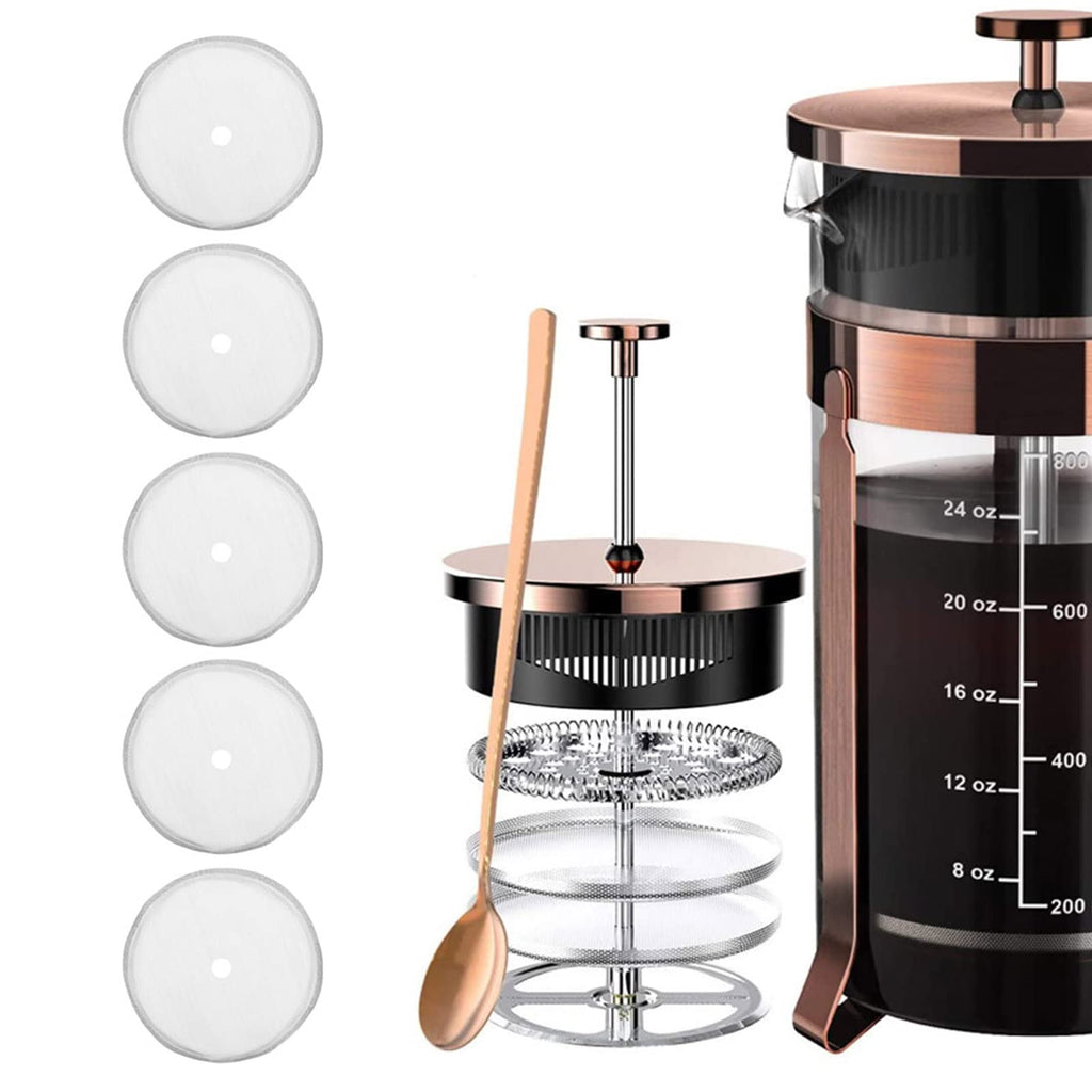 5 Pieces 3 Inch Stainless Steel Reusable French Press Filters T8419