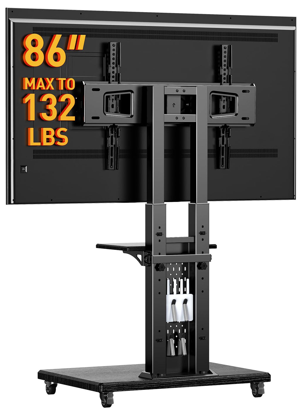 Rolling TV Stand with Pegboard for 32–86 inch TVs J97018