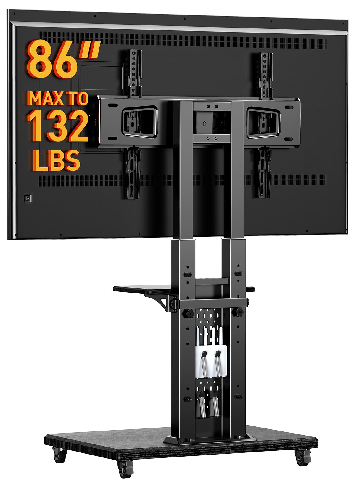 Rolling TV Stand with Pegboard for 32–86 inch TVs J97018