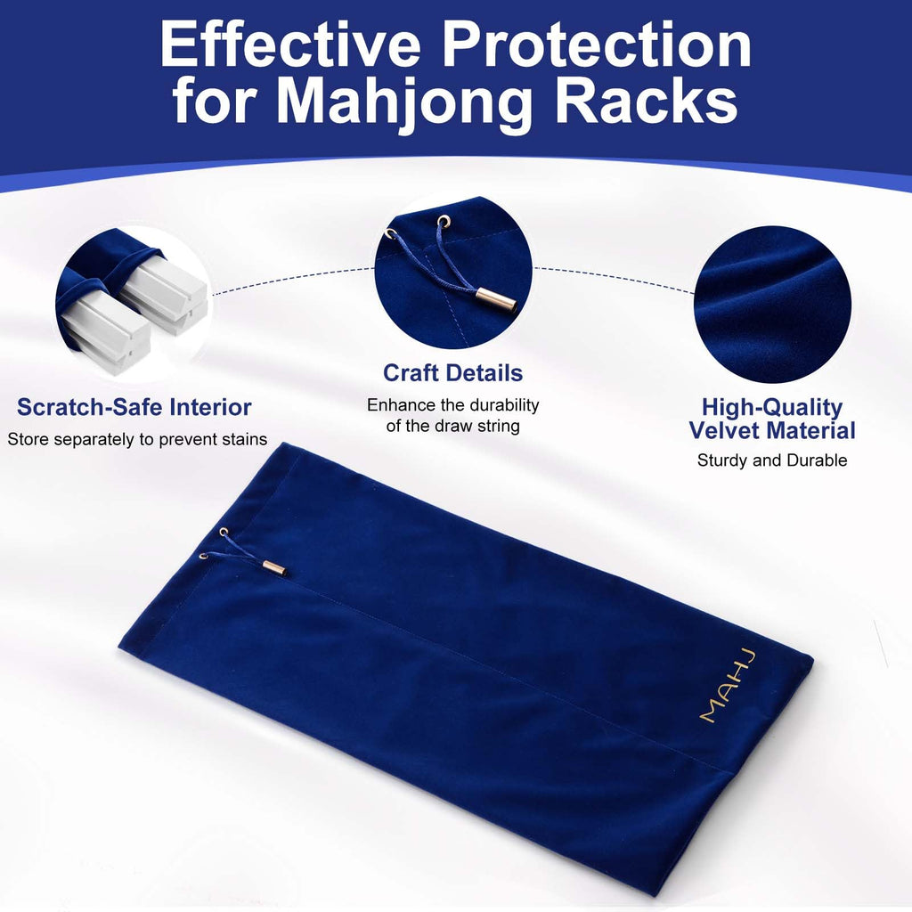 Blue Velvet Drawstring Storage Bag with 2 Compartments A831