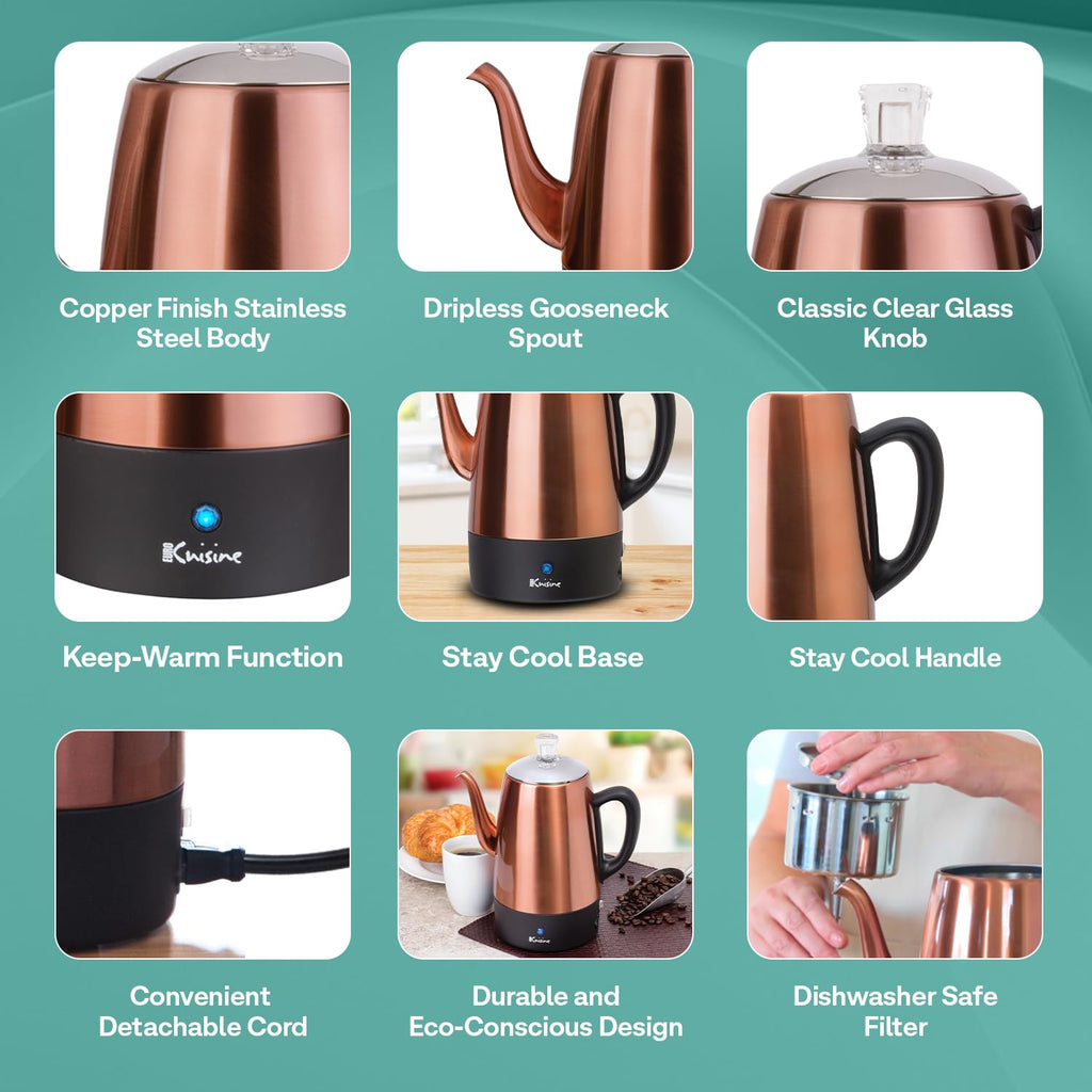 8 Cup Stainless Steel Electric Coffee Percolator T847