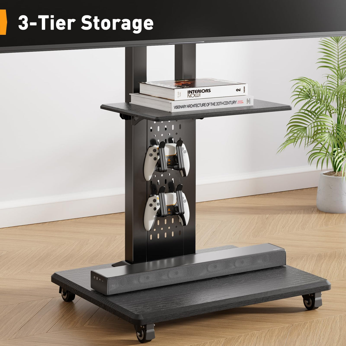 Rolling TV Stand with Pegboard for 32–86 inch TVs J97018