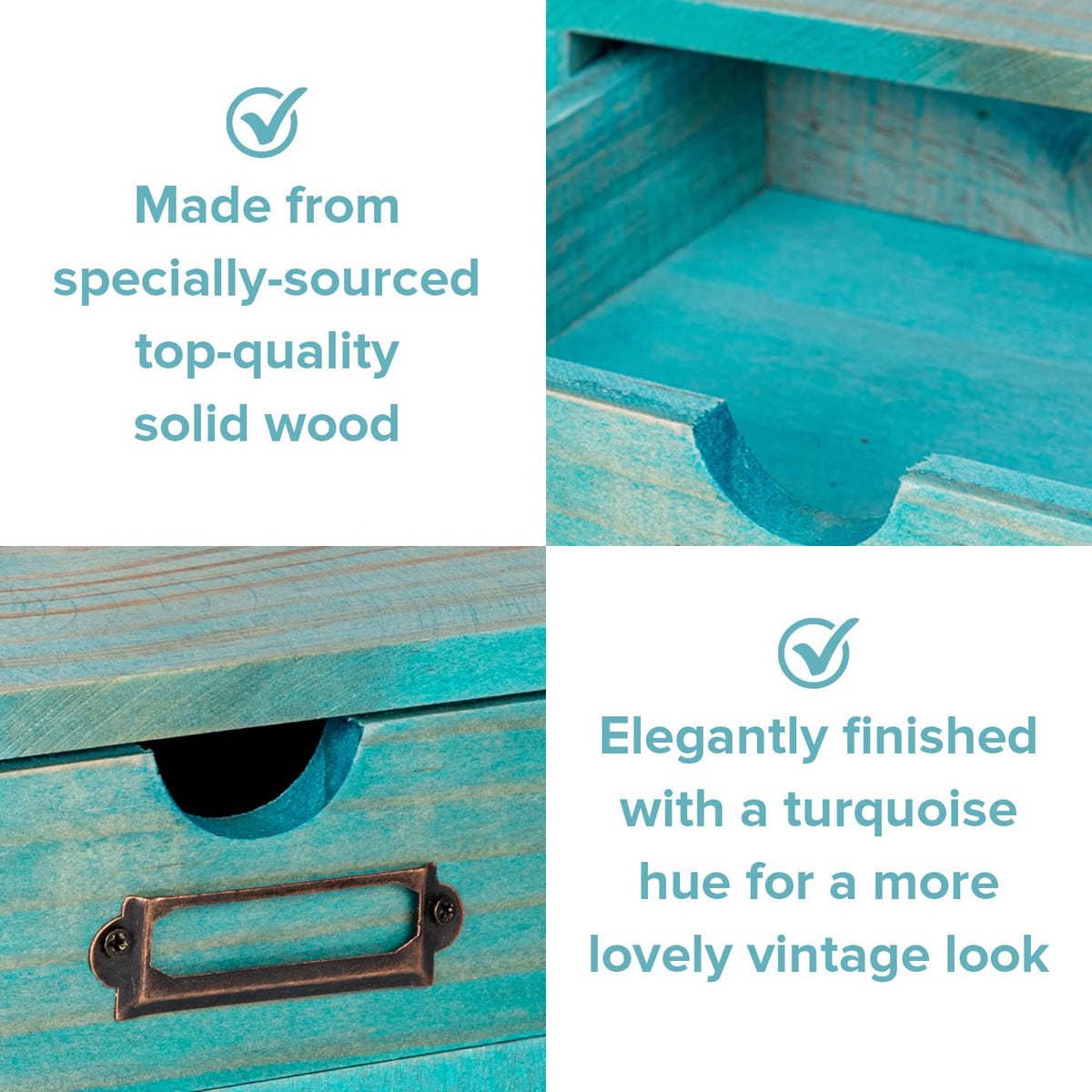 Turquoise Single Drawer Wooden Organizer R10230