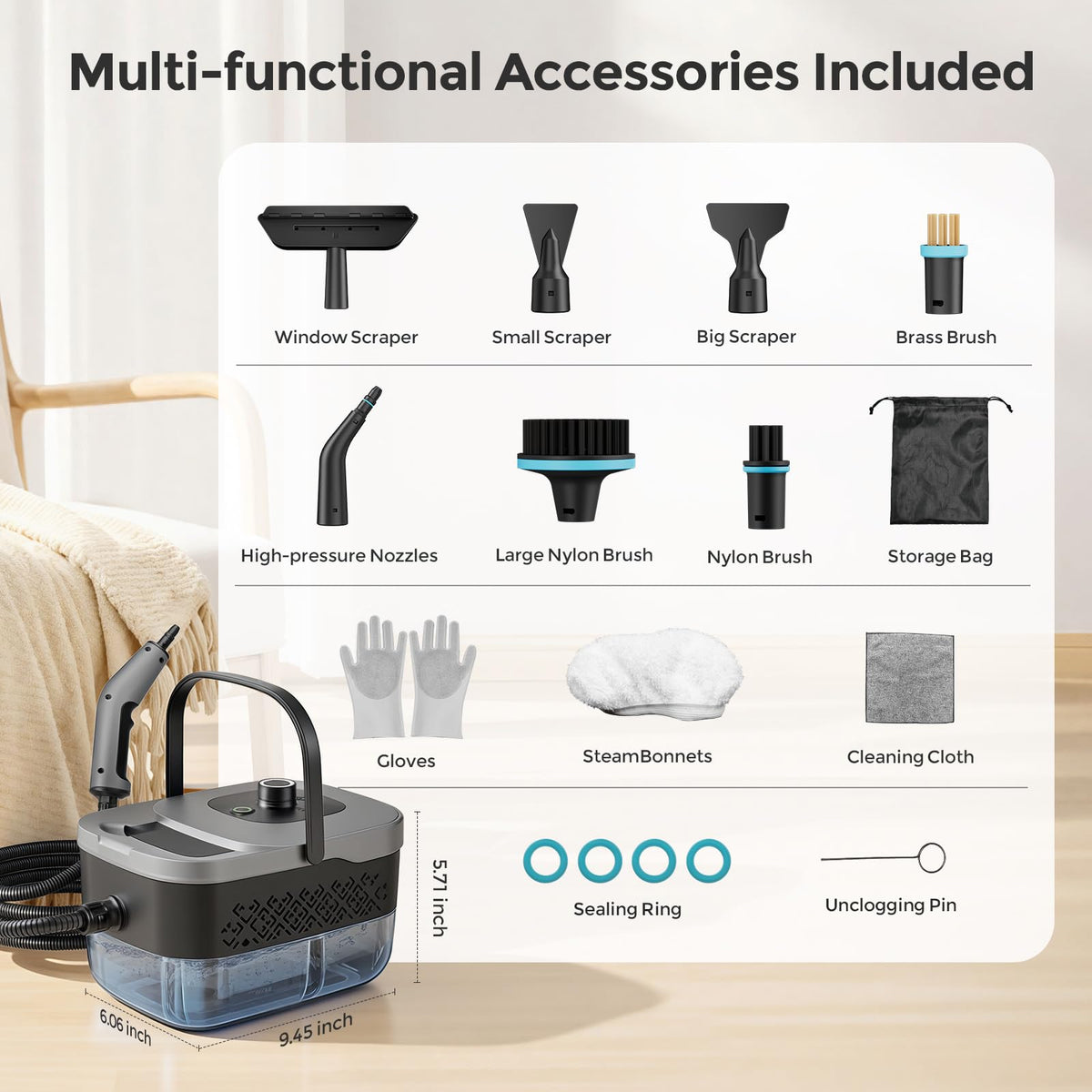 Portable 1800W Handheld Steam Cleaner H806004