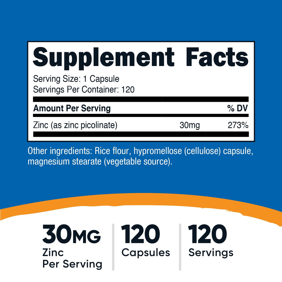 Zinc Picolinate 30mg 120 Capsules Gluten Free E363197