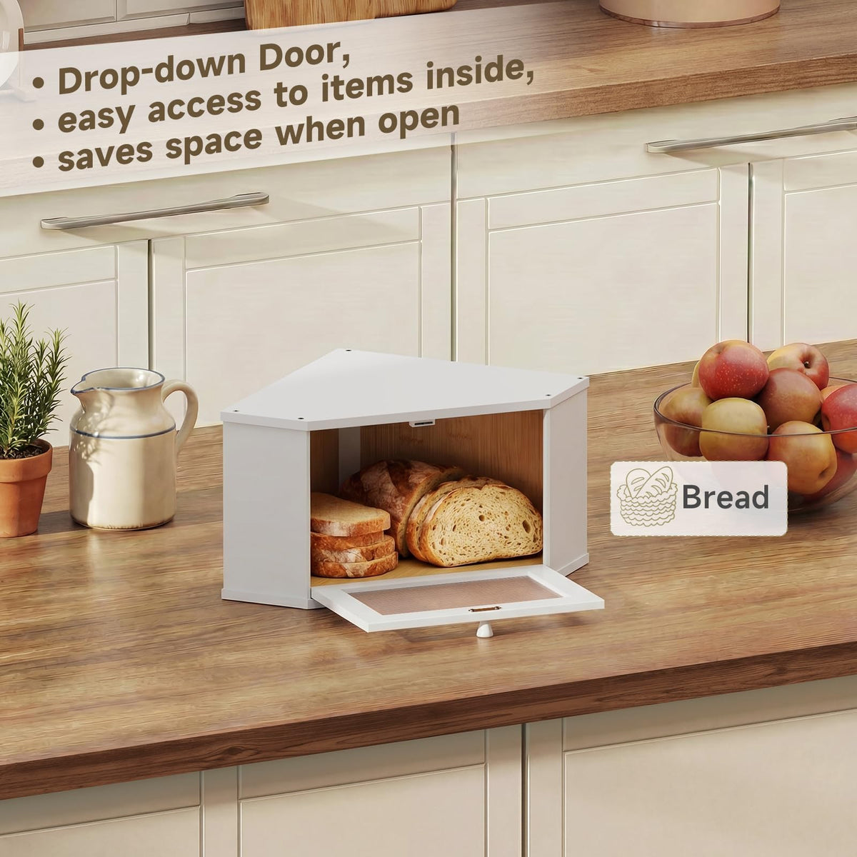 White Medium Bread Box U5367