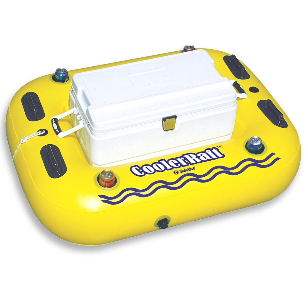 Yellow Inflatable Tube Float with Grab Handles and Cupholders C710