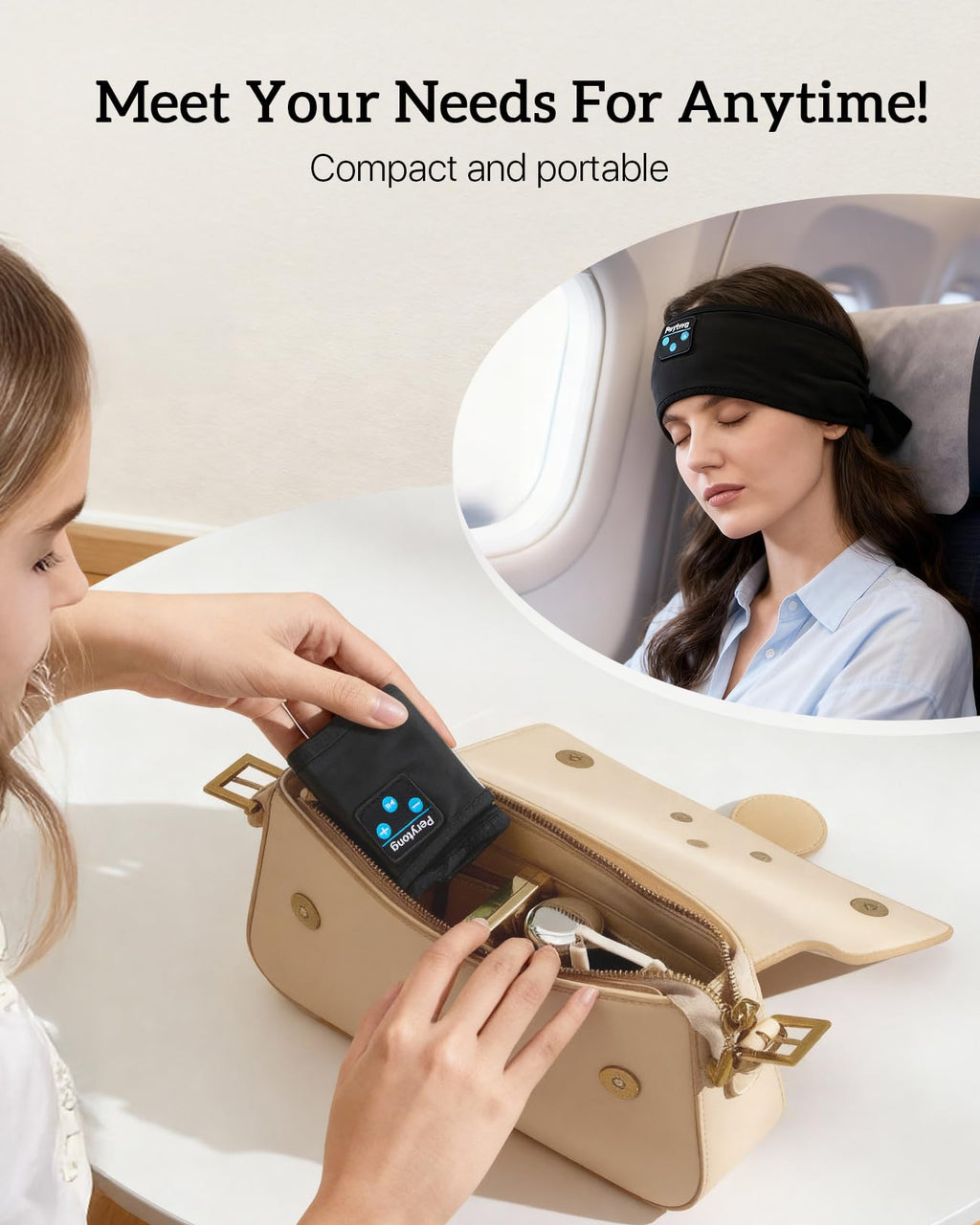 Bluetooth Sleep Headphones with Ultra-Thin Stereo Speakers H7309