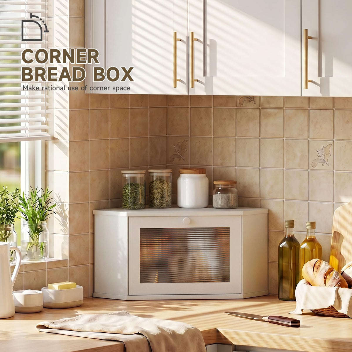 White Medium Bread Box U5367