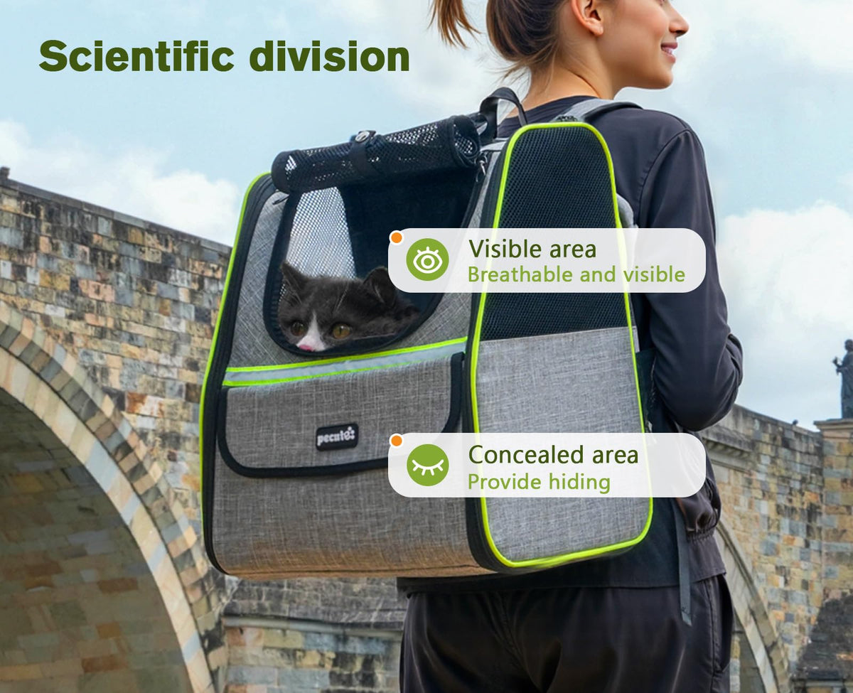 Expandable Cat Backpack Carrier with Ventilated Mesh, Grey U360670