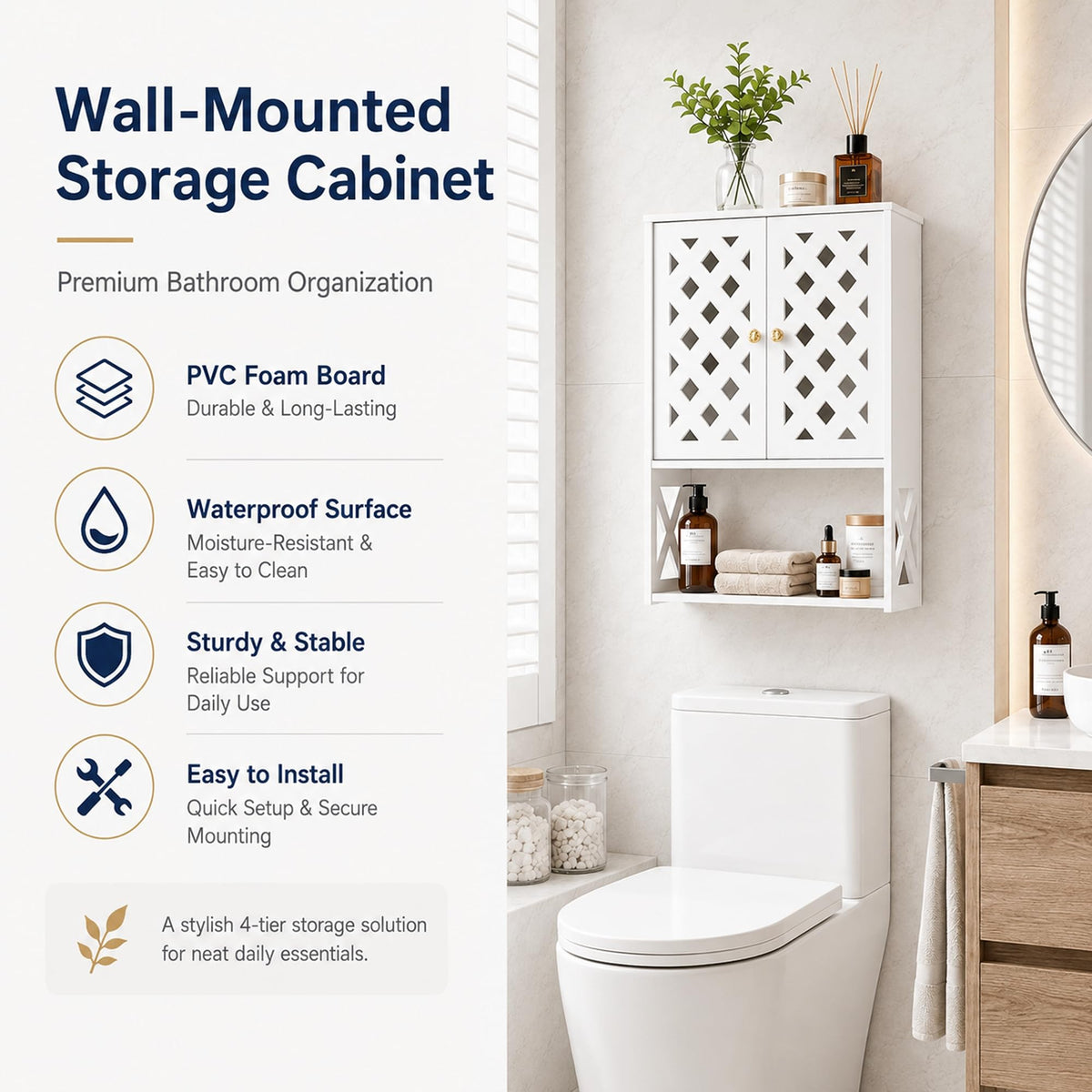 Bathroom Medicine Cabinet with 2 Doors E467