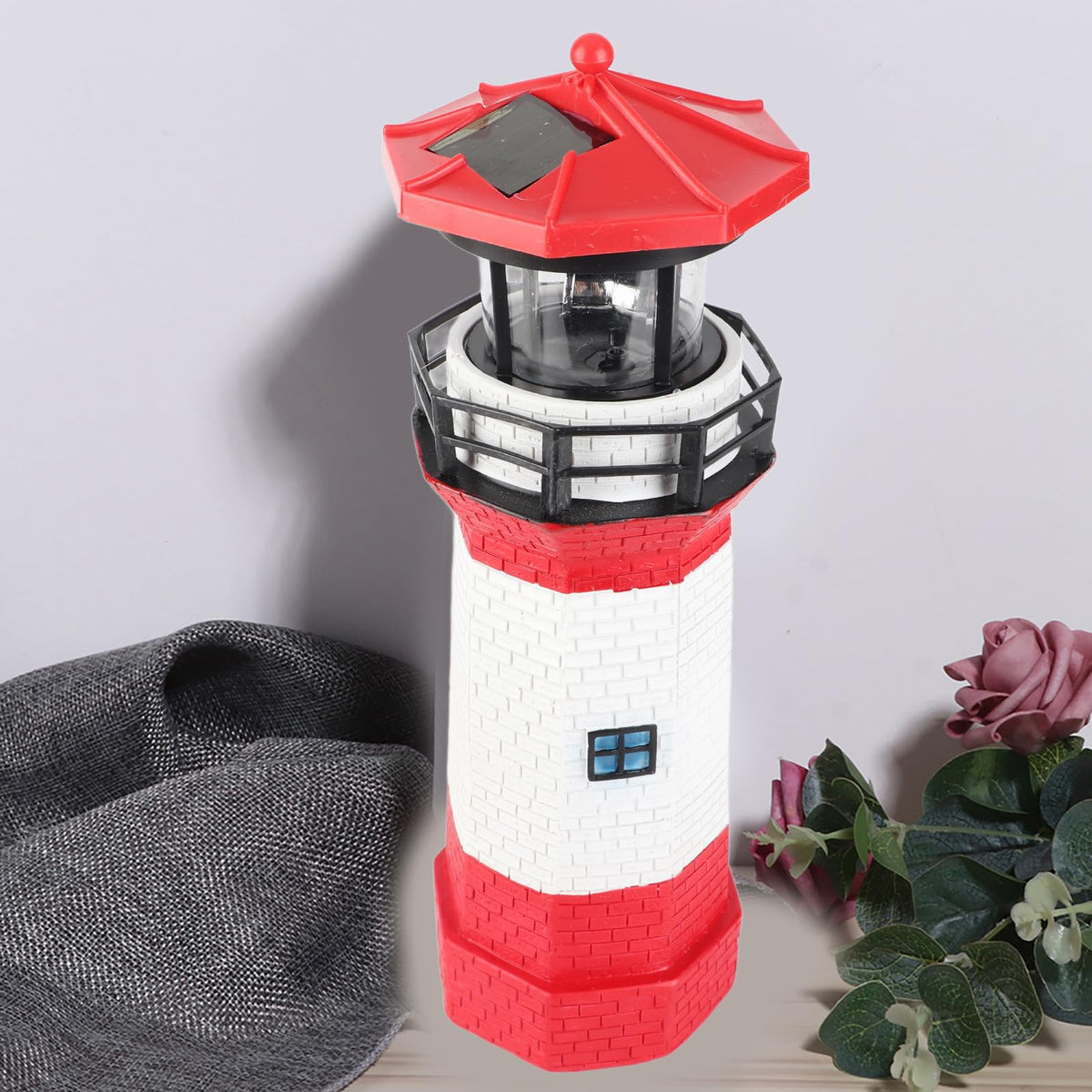 Solar Powered Rotating Lighthouse Decoration Z53727