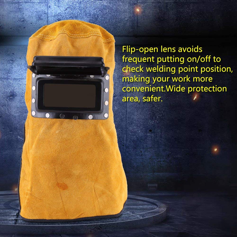 Leather Welding Hood with Flip-Up Lens X1844