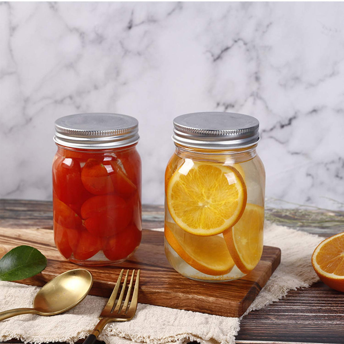 16 Pack 16 oz Glass Mason Jars with Airtight Lids E56225