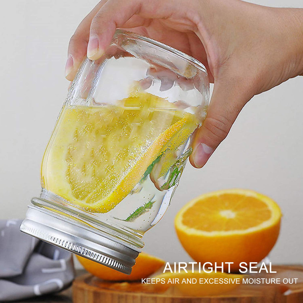 16 Pack 16 oz Glass Mason Jars with Airtight Lids E56225