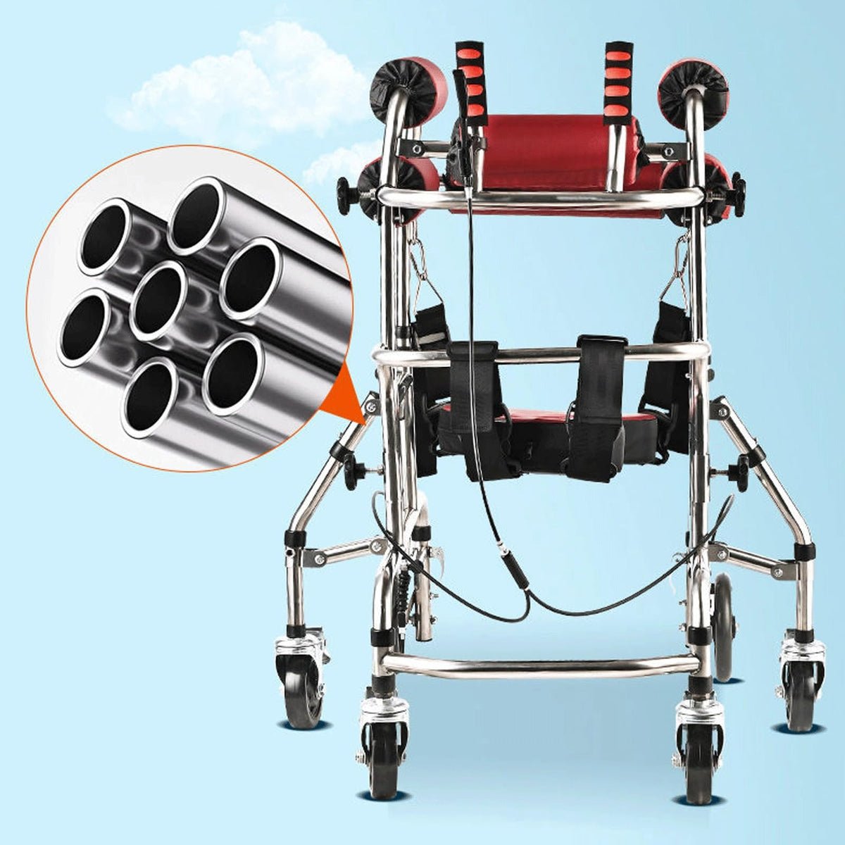 Height Adjustable Kids Upright Walker with Seat L45336