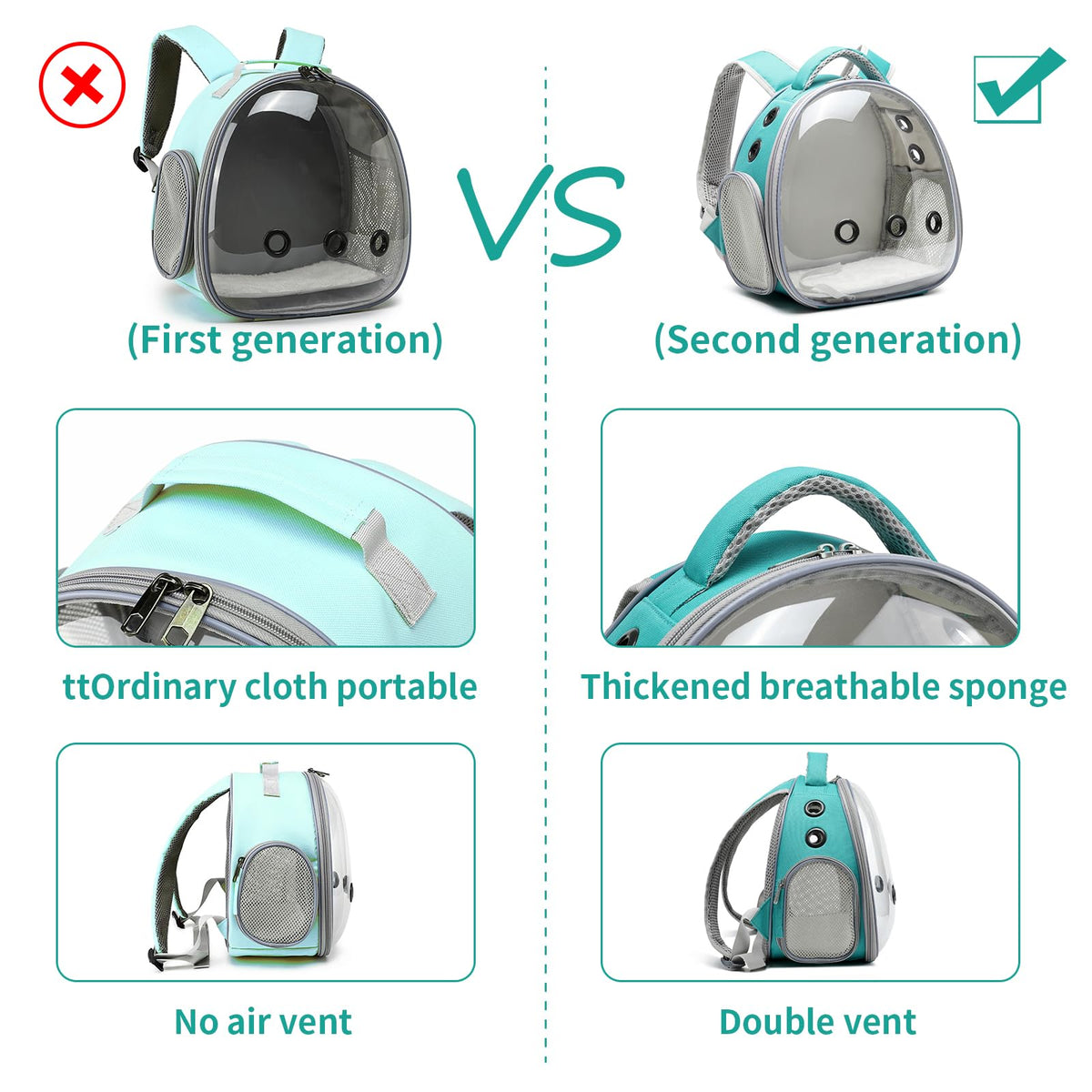 Portable Pet Backpack Carrier (Green) W6234
