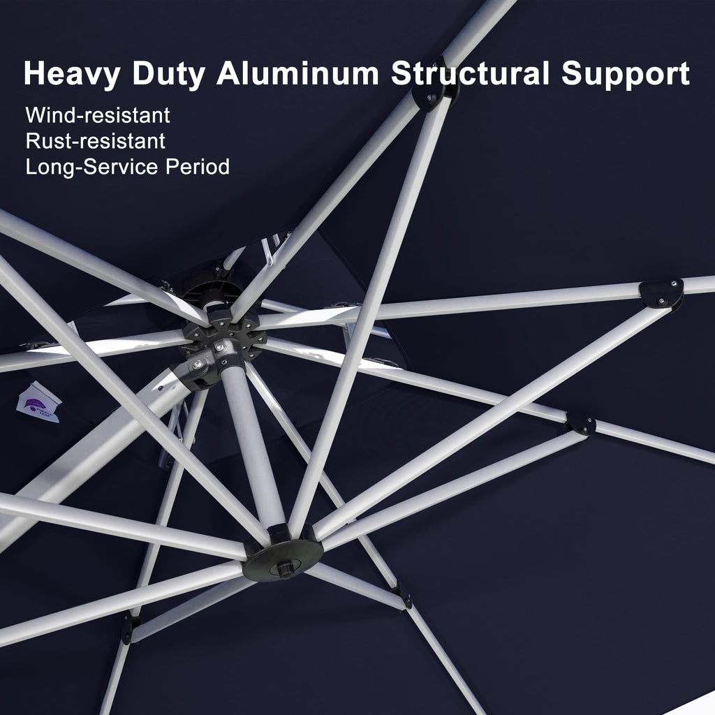 10'x 10' Square Double Top Navy Blue Cantilever Patio Umbrella X101