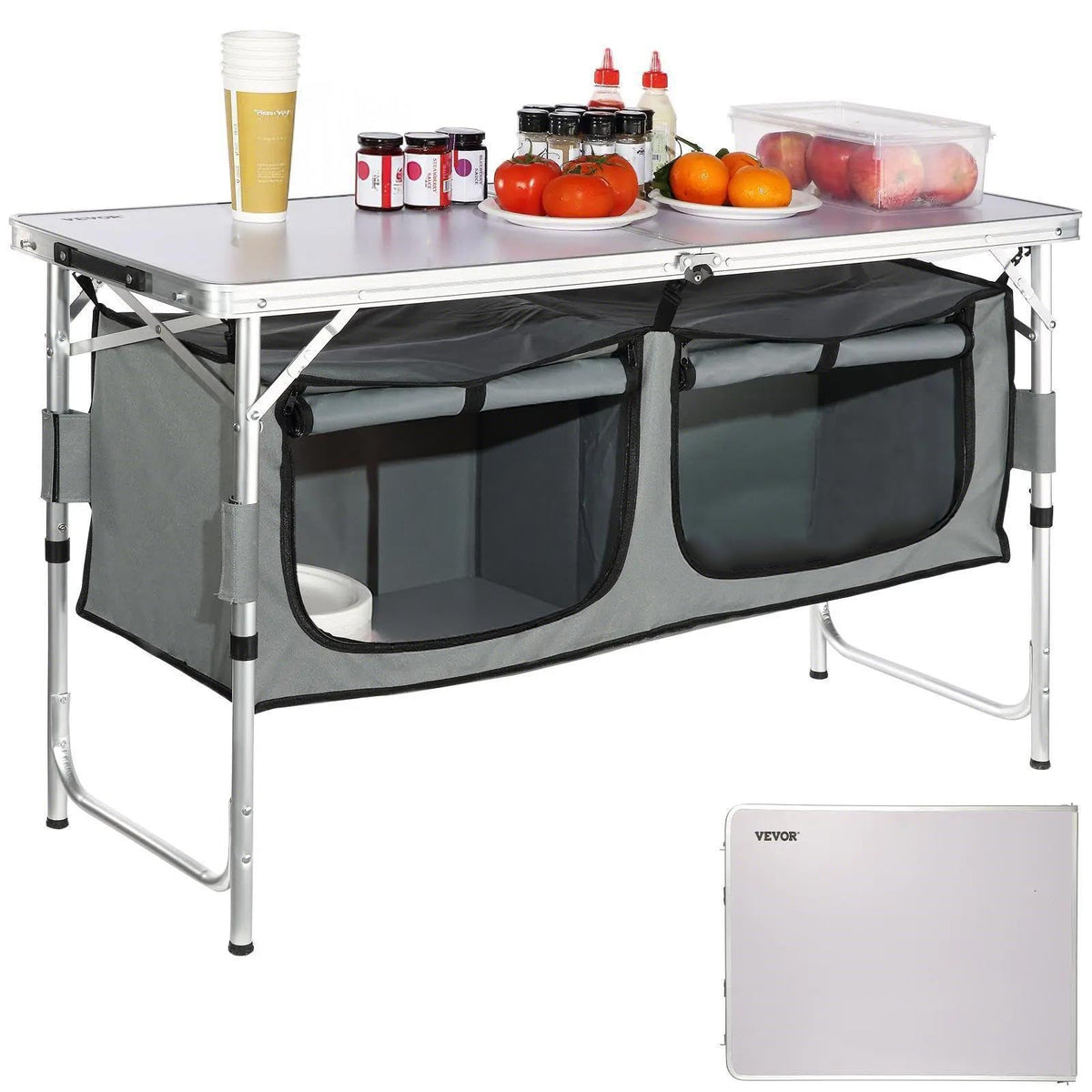 Folding Camping Cooking Table with Storage Organizer C20200