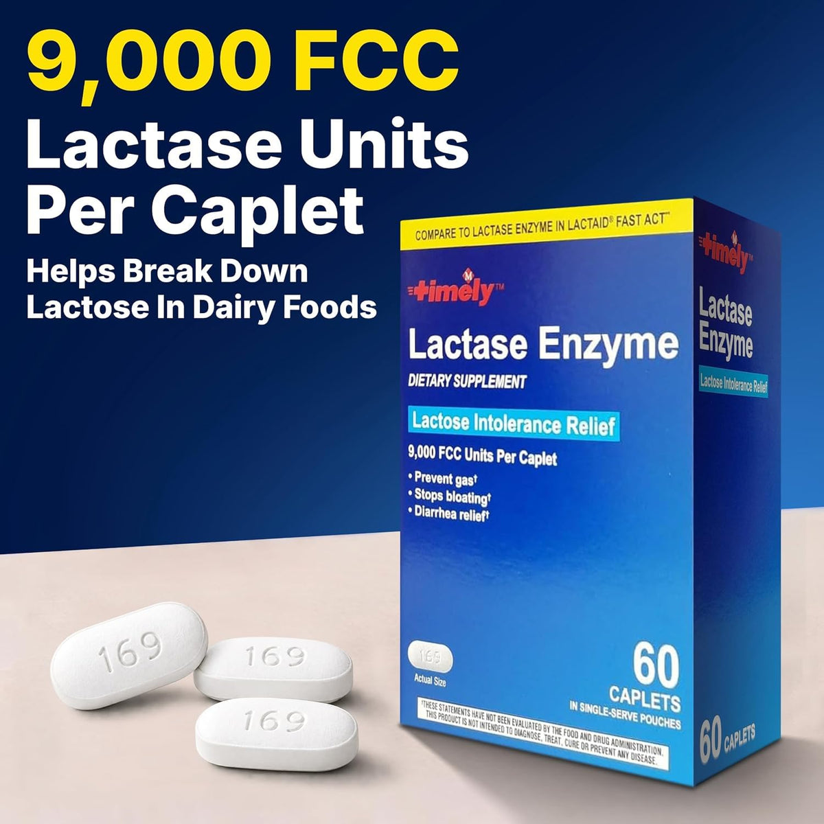 Lactase Enzyme 9,000 FCC Units 60 Caplets L3412