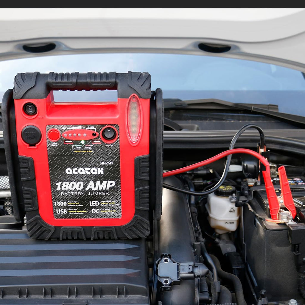 1800A Peak Car Jump Starter, 20000mAh Battery Booster, 12V Portable Power Bank with LED Light W7991