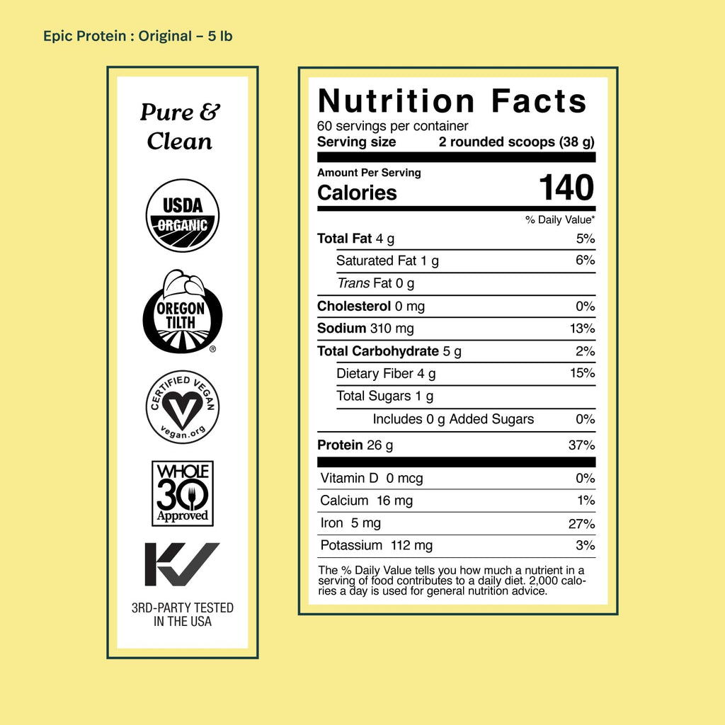 Organic Vegan Plant Based Protein Powder 5 lb W3347