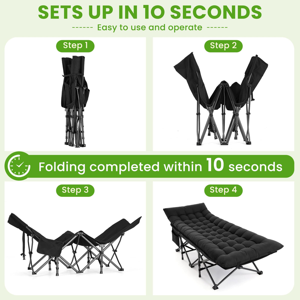 Folding Camping Cot with Carry Bag & Mattress S2325