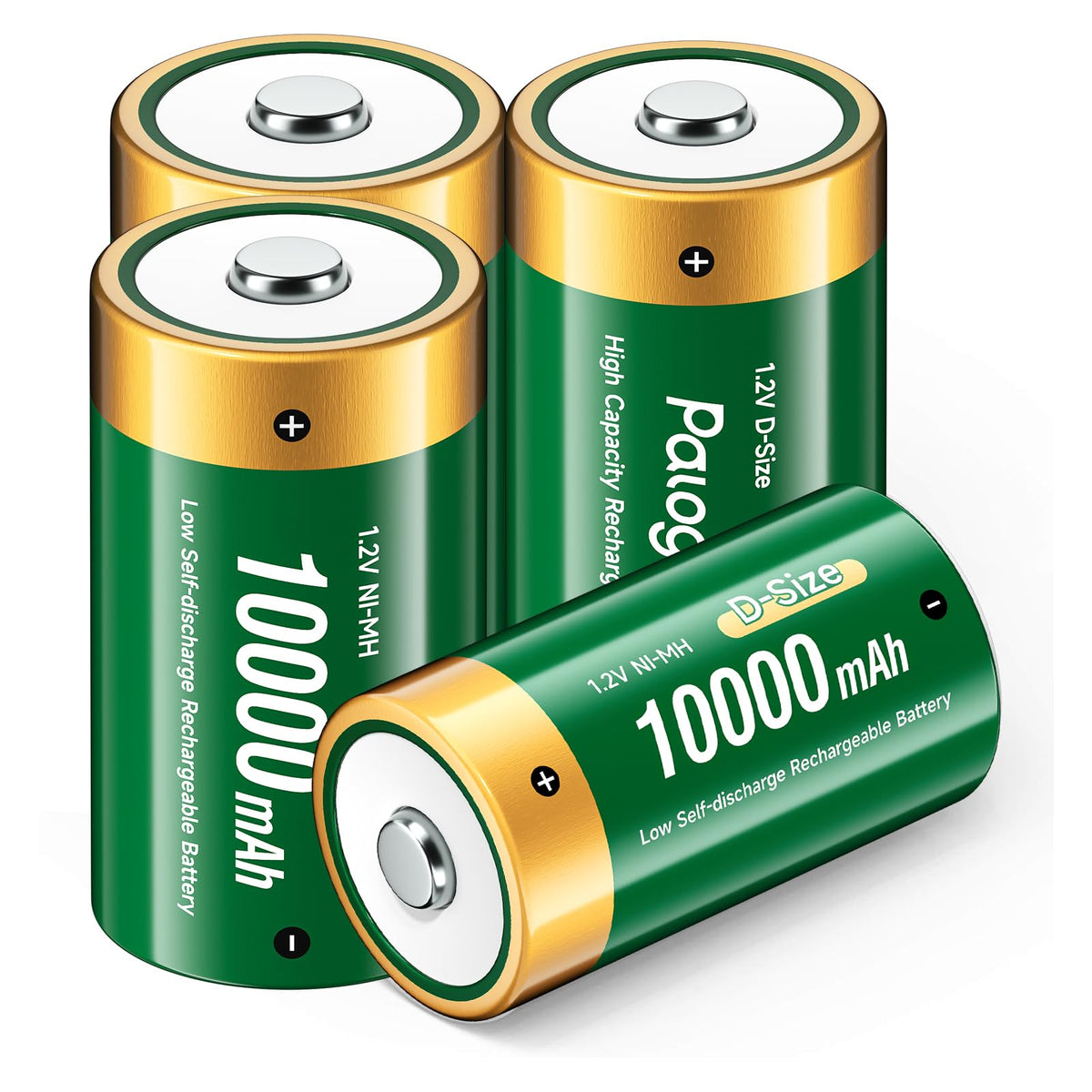 4 Pack 1.2V D Size Rechargeable Batteries W805