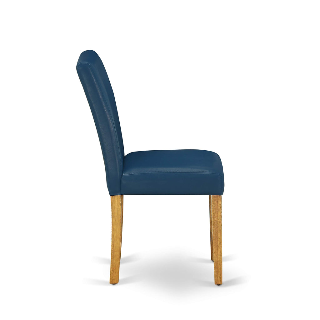 5 Piece Oak Dining Set with Dropleaf Table and 4 Blue Chairs L76910