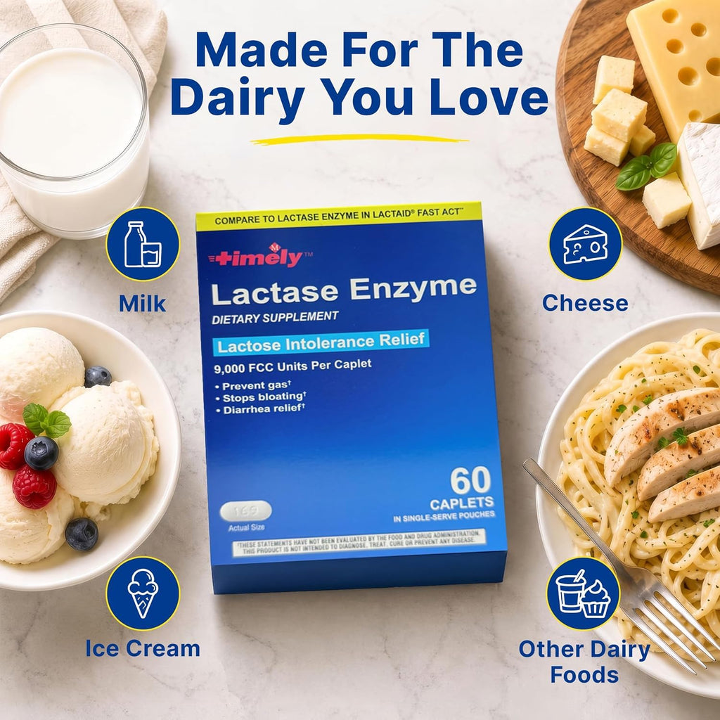 Lactase Enzyme 9,000 FCC Units 60 Caplets L3412