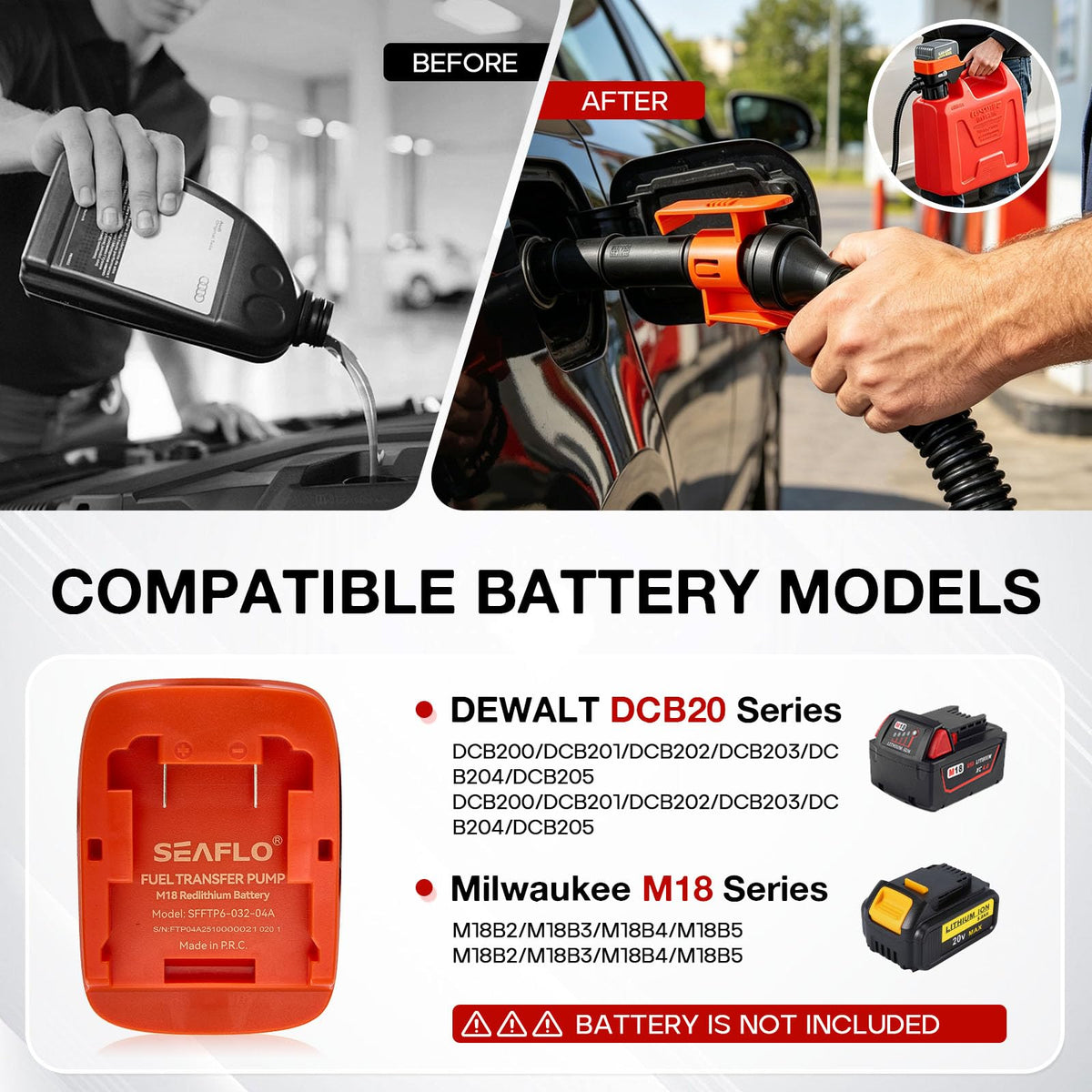 Cordless Fuel Transfer Pump 3.2 GPM with Auto-Stop B706