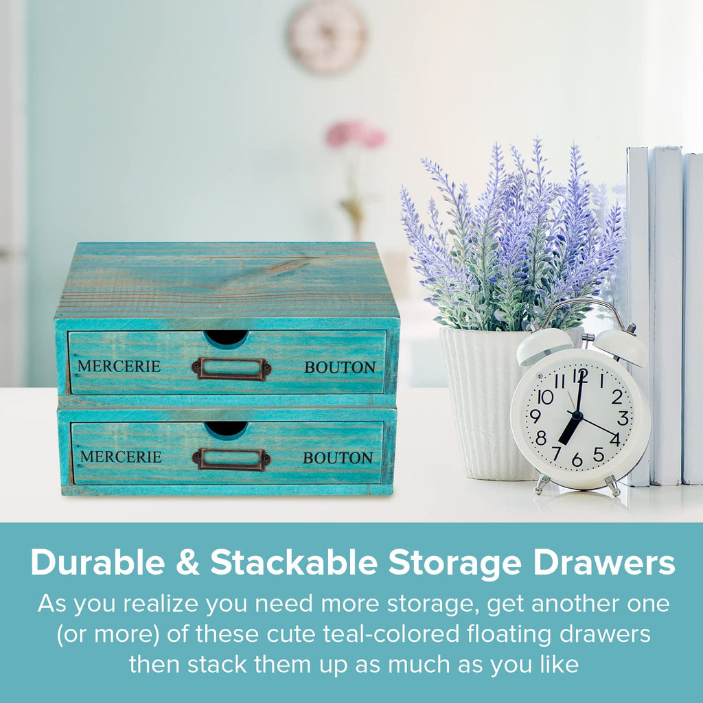 Turquoise Single Drawer Wooden Organizer R10230