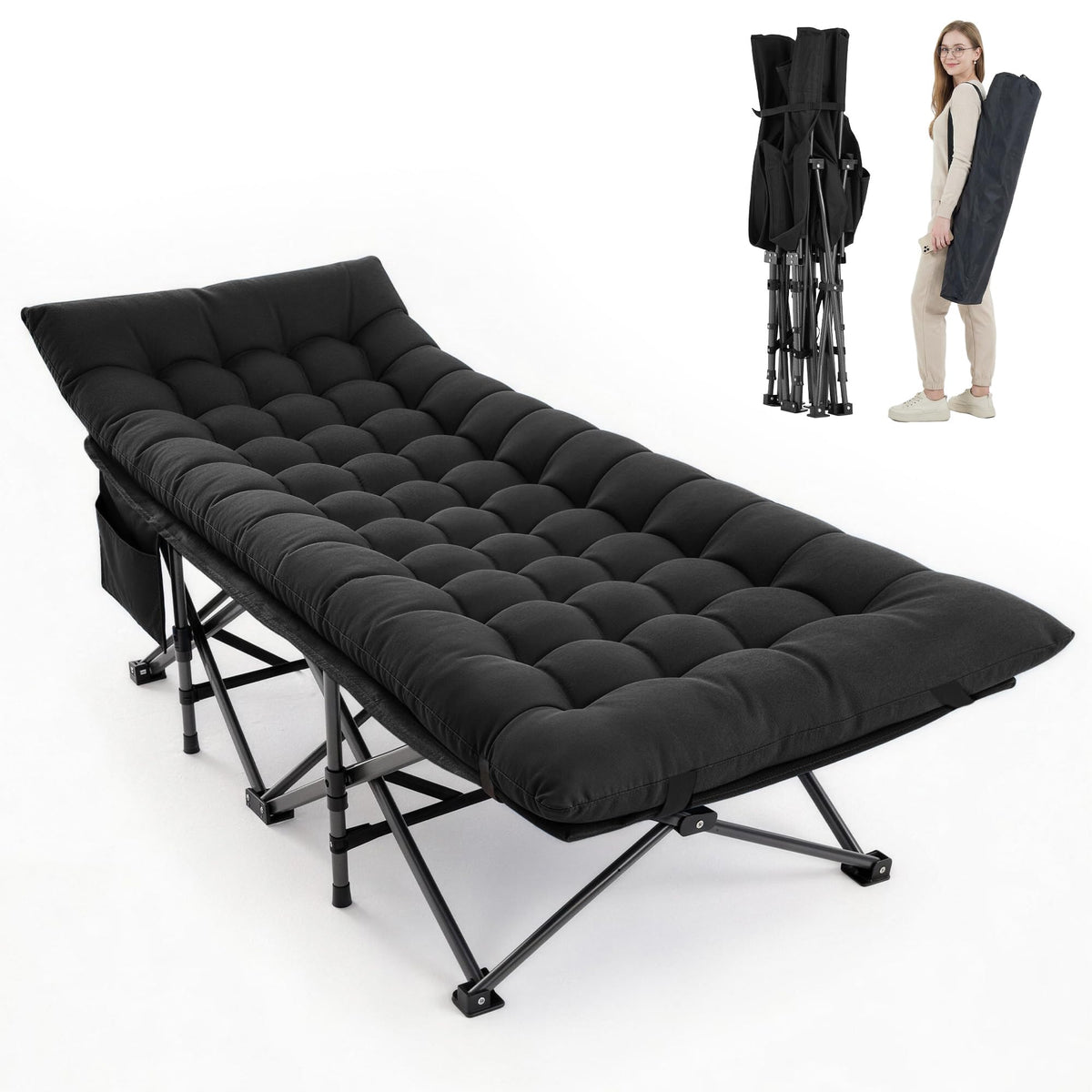 Folding Camping Cot with Carry Bag & Mattress S2325