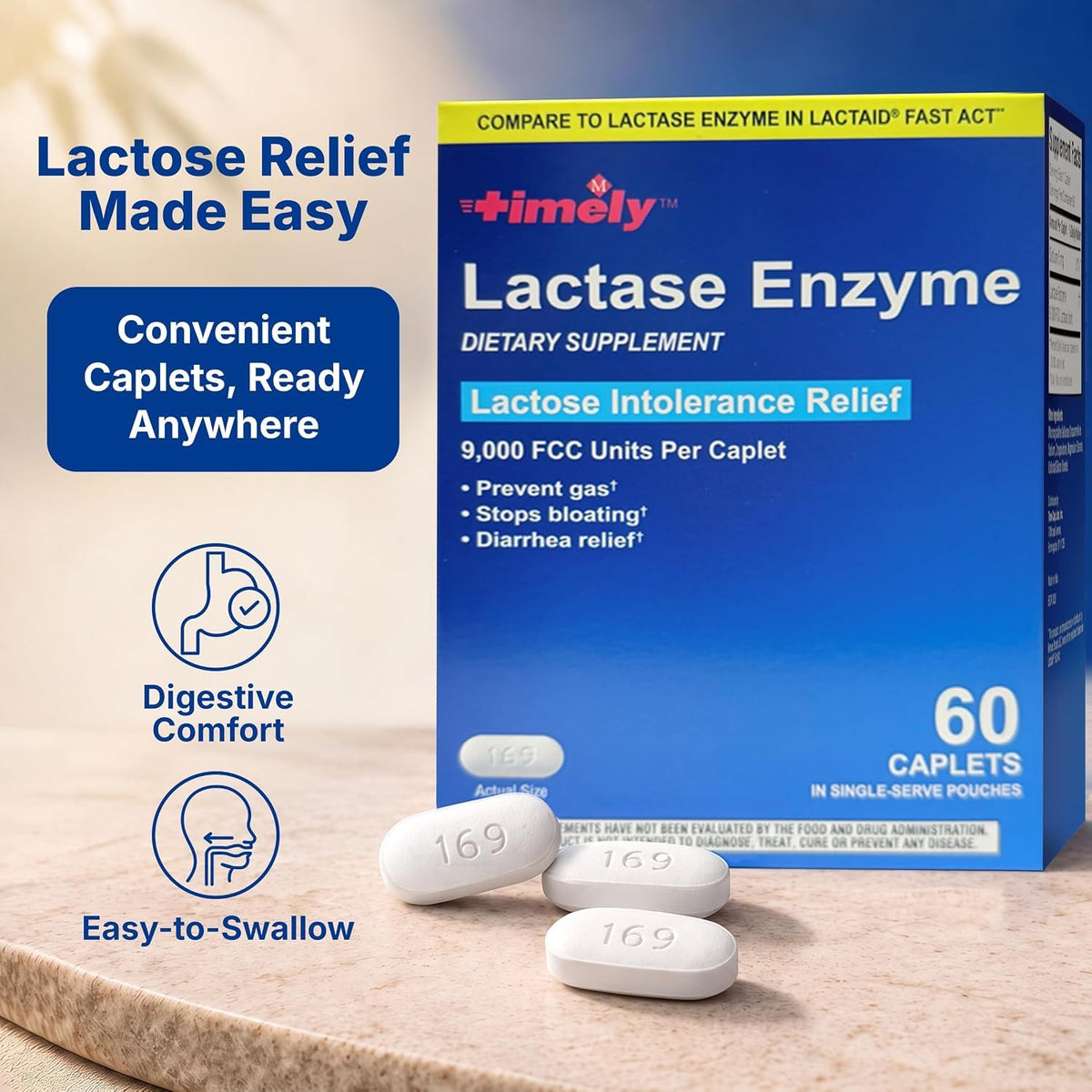 Lactase Enzyme 9,000 FCC Units 60 Caplets L3412