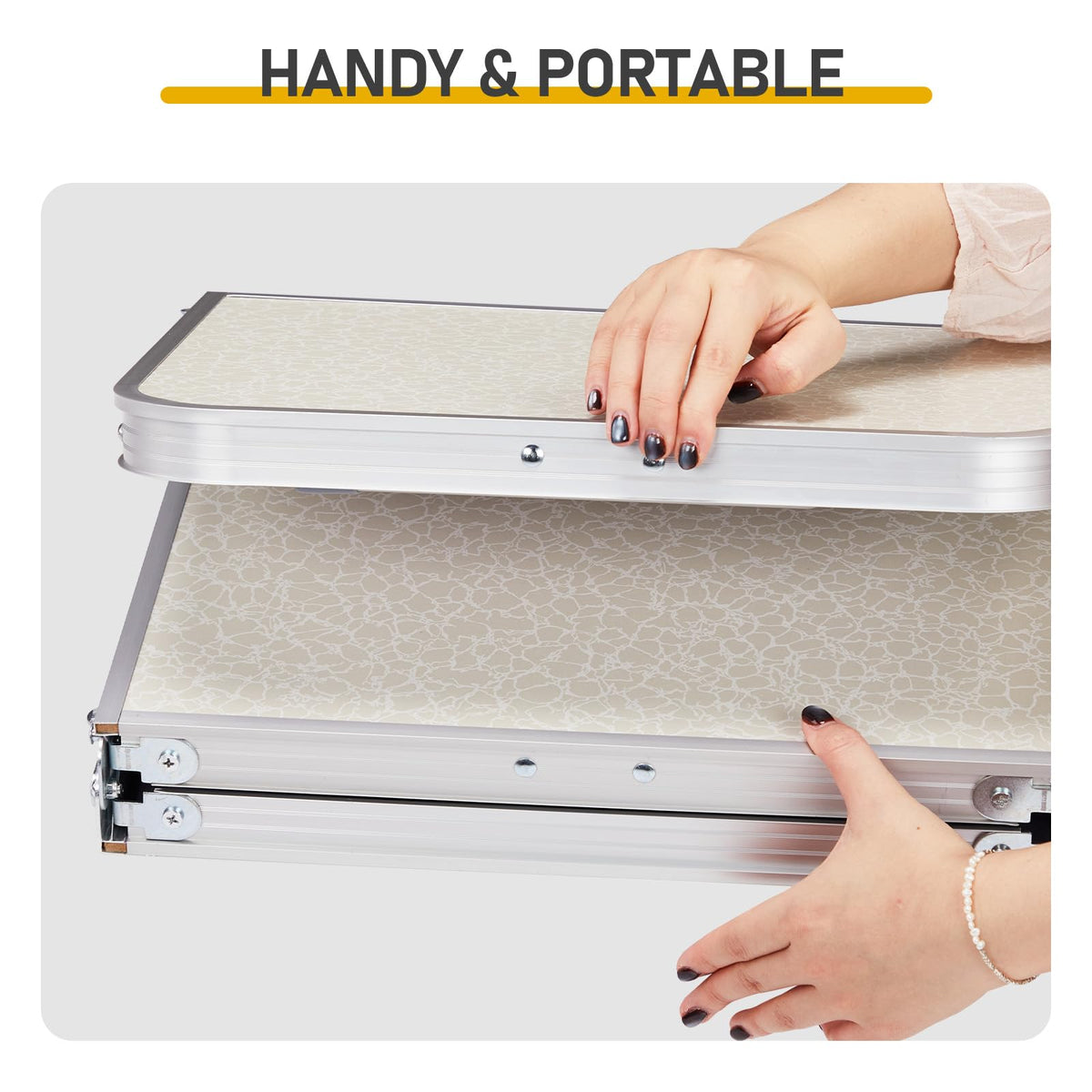 3ft Adjustable Height Aluminum Folding Camping Table Y82678