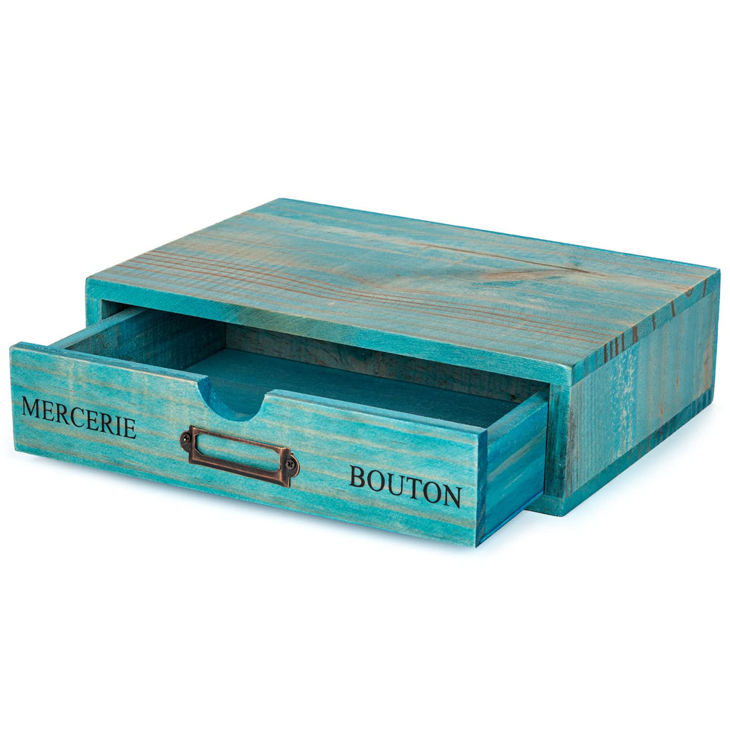Turquoise Single Drawer Wooden Organizer R10230
